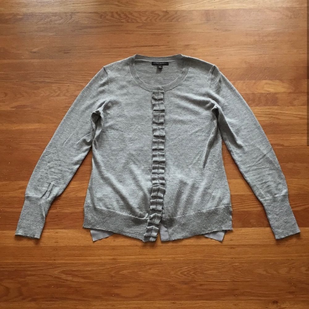 Banana Republic ruffle detailing gray cardigan